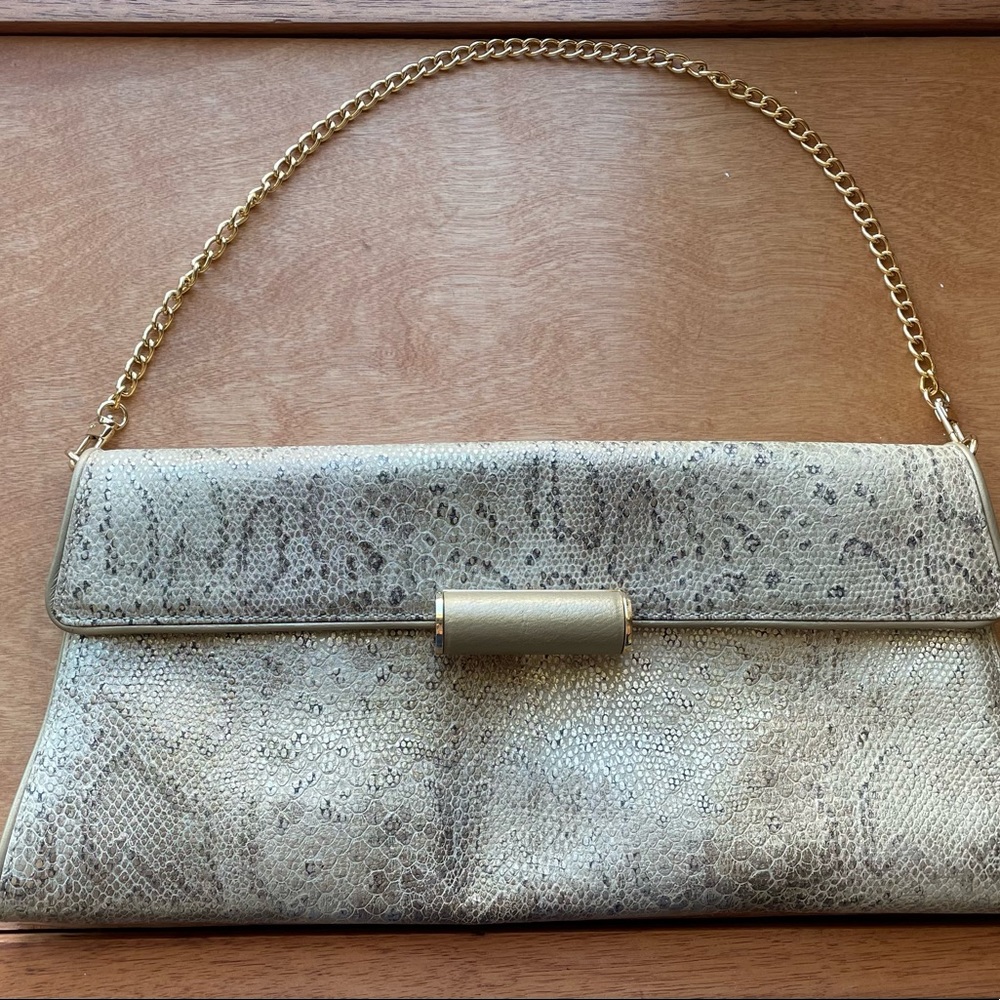 New BCBGMaxAzria Faux Snake Clutch